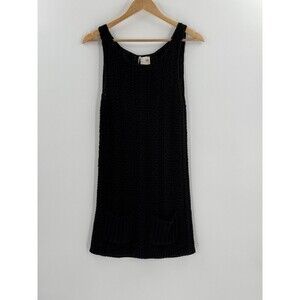 Anthropologie Far Away From Close Navy Sweater Dress Knit Pocket Dress Medium